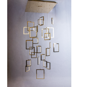 Lampa wisząca MODERNO 15896, złota, baza 80x80 cm, maksymalna długość 400 cm