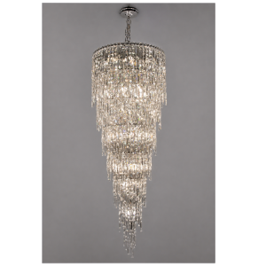 Lampa wisząca ELEGANCE 16051, srebrna, kryształowa, średnica 60cm, długość 160 cm