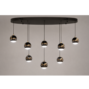 Lampa wisząca MODERNO 15910, czerń i czerń polerowana, wymiar bazy: 80 x 26 cm, 8x5W LED