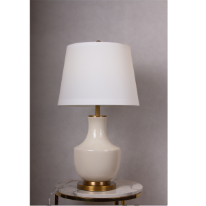 Lampa stołowa ELEGANCE 16087, beżowa, porcelanowa, średnica 45 cm, wysokość 82 cm
