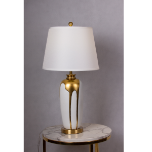 Lampa stołowa ELEGANCE 16101, beżowa, porcelanowa, średnica abażura 40 cm, wysokość 75 cm