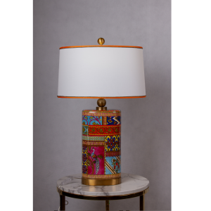 Lampa stołowa ELEGANCE 16083, wielobarwna, porcelanowa, wymiar abażura 47x30 cm, wysokość 76 cm
