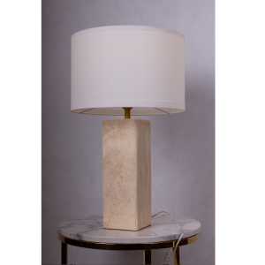 Lampa stołowa ELEGANCE 16091, beżowa, kamień naturalny, średnica abażura 38 cm, wysokość 65 cm